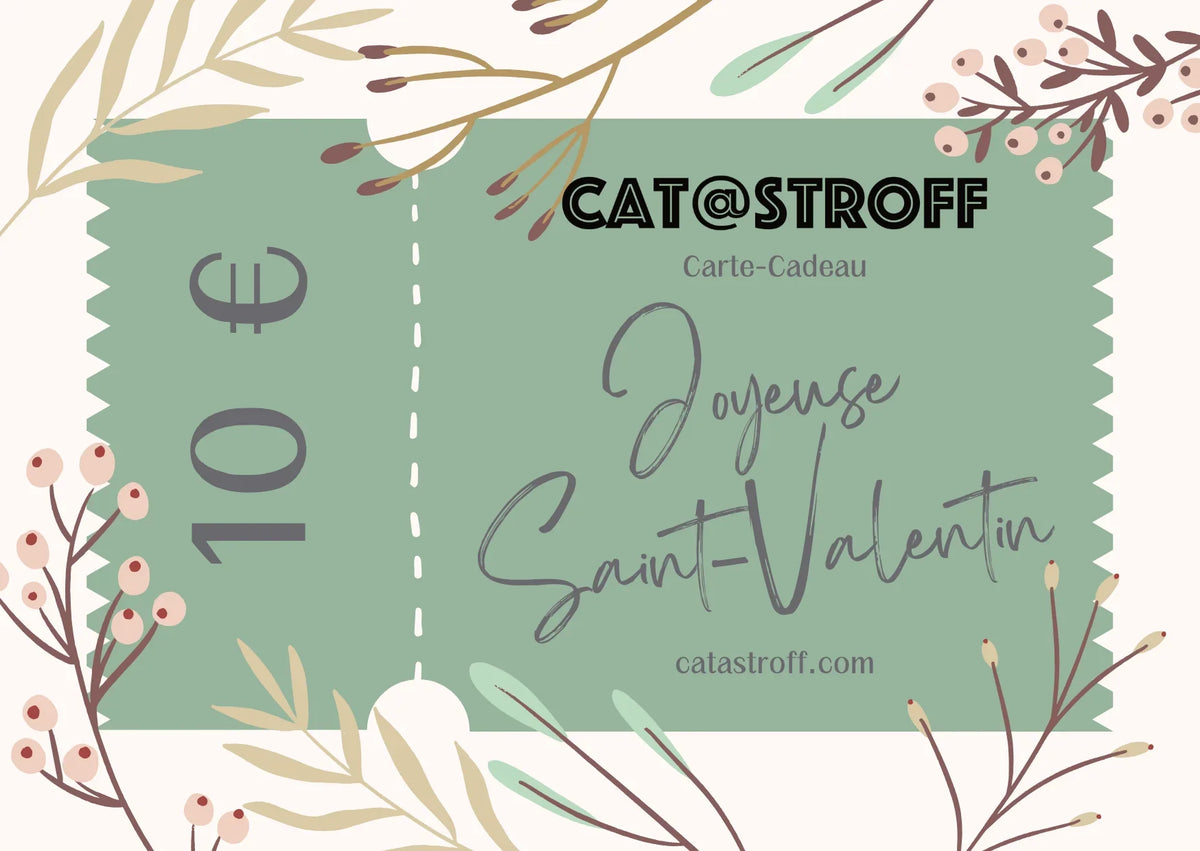 Carte cadeau de 10 € Catastroff pour la Saint-Valentin avec motifs floraux.