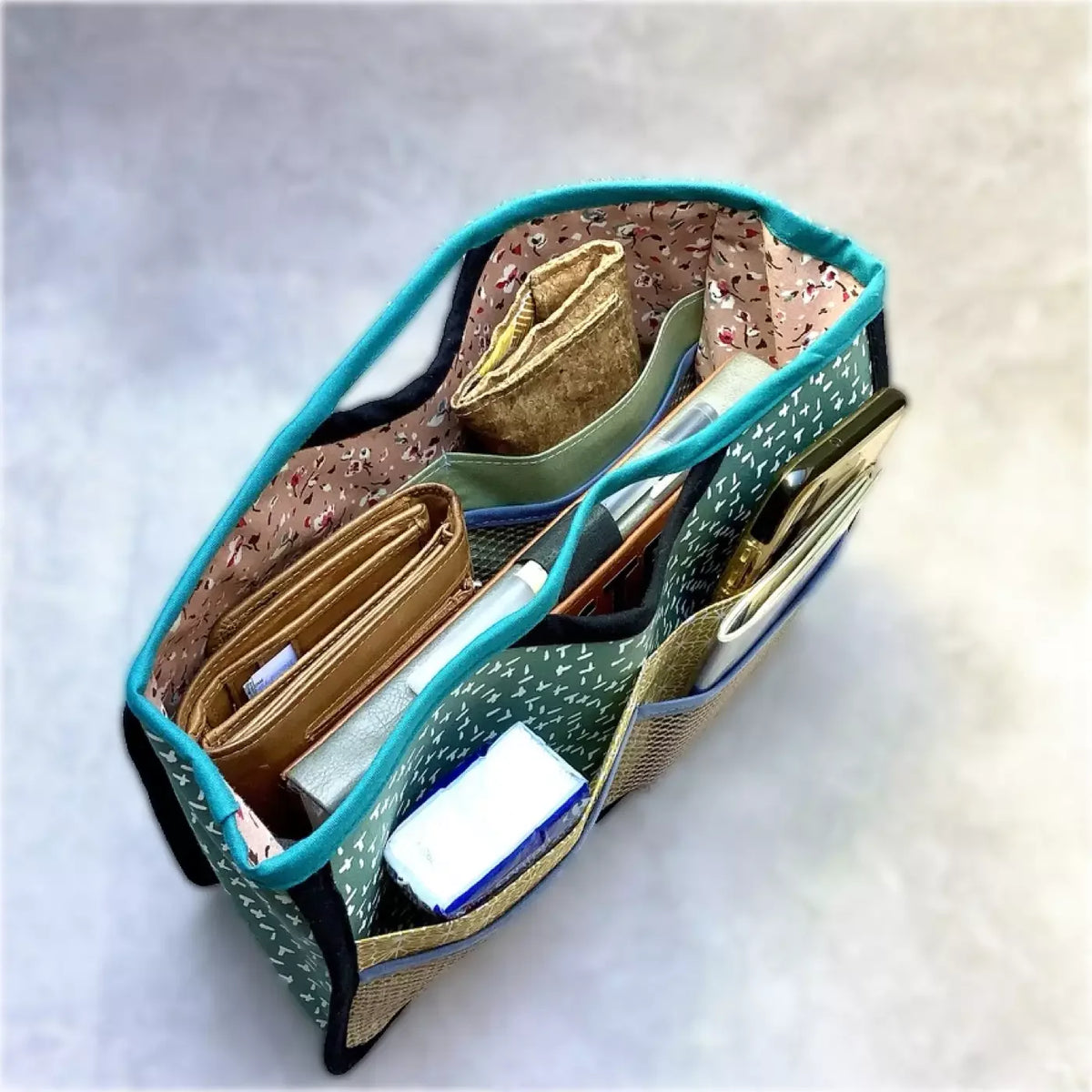 Organiseur de sac jaune mosaïque CATASTROFF avec compartiments pour portefeuille et accessoires